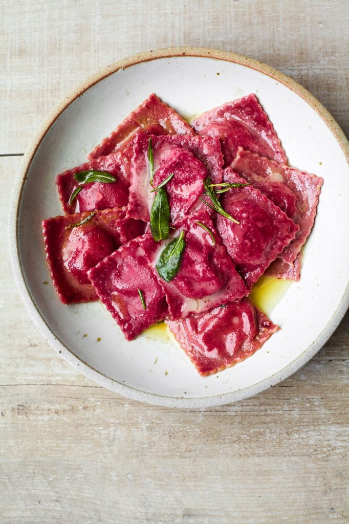 Double Beet Raviolis with BeetRosemaryRicotta Filling One Harvest