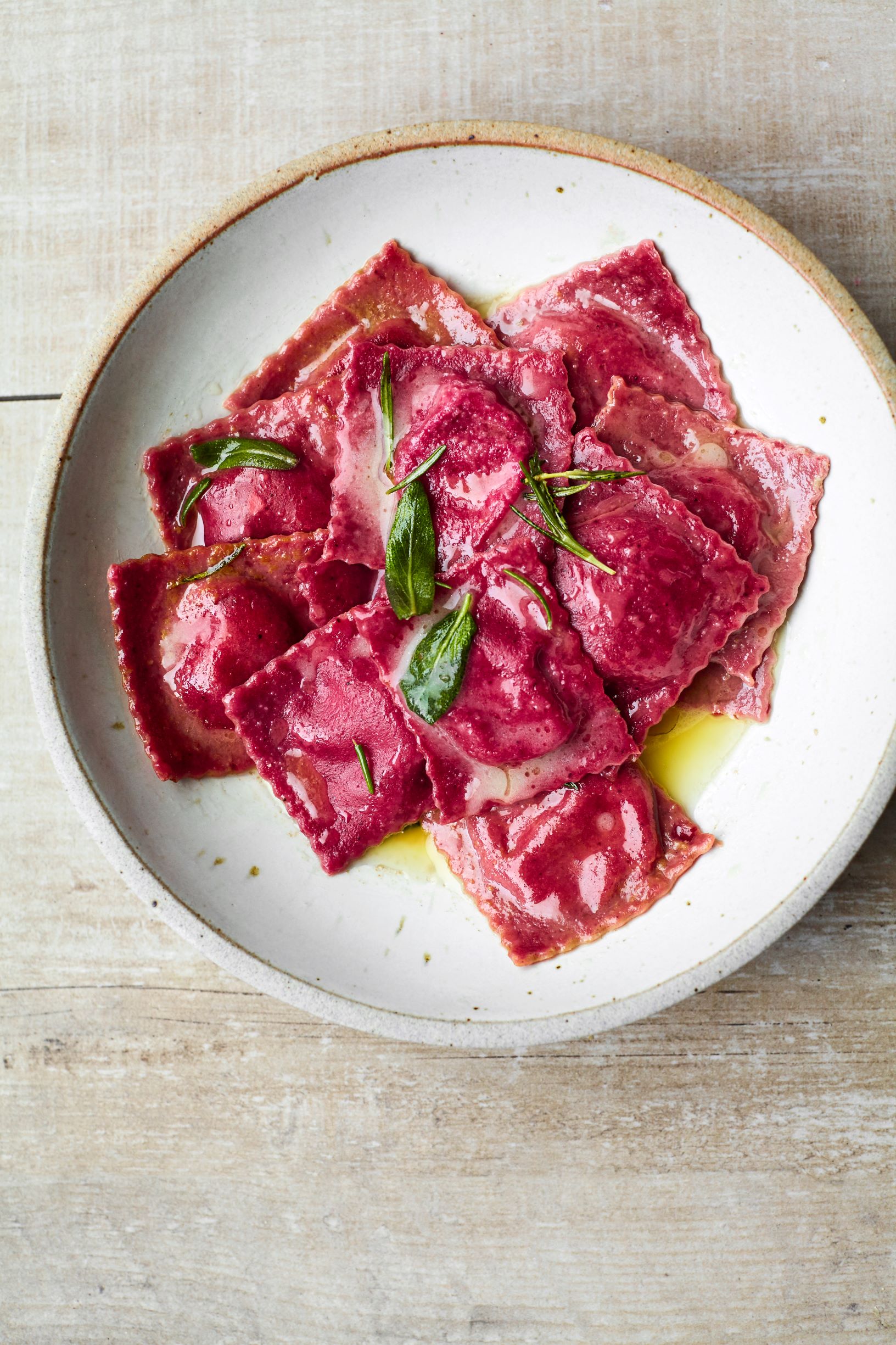 Double Beet Raviolis with Beet-Rosemary-Ricotta Filling - One Harvest