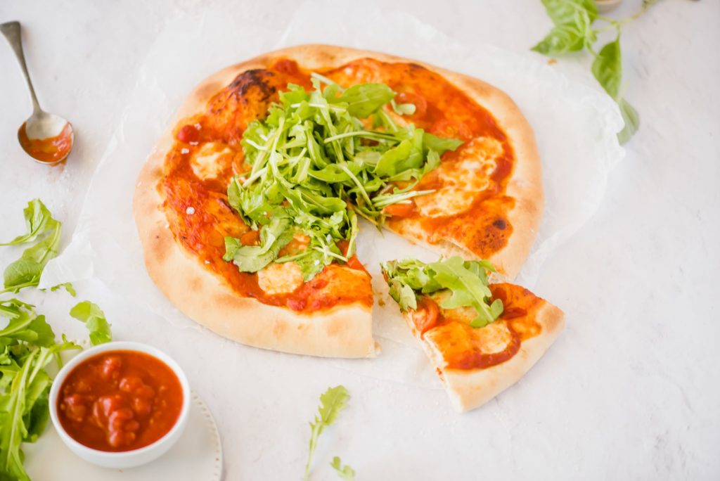 Margarita Pizza with balsamic rocket One Harvest
