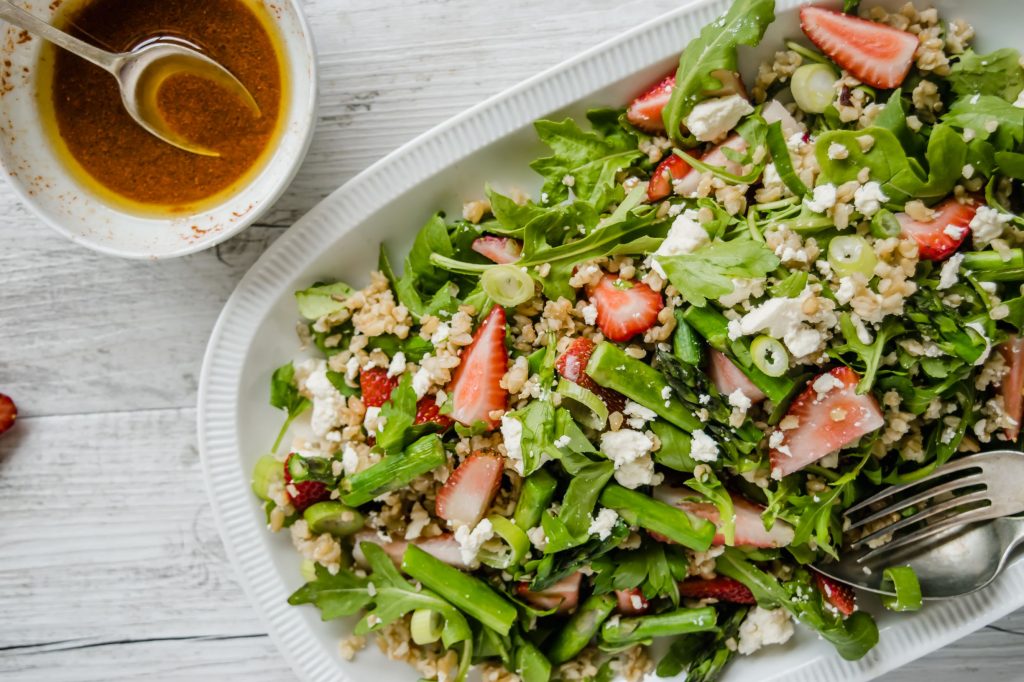 Freekah Asparagus, Rocket and Strawberry Salad One Harvest